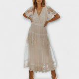 Helena - Midi kleit Lacey V-kaelusega