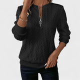 Minda - Naiste sviiter, millel on lukuga ja kudumisega palmikud