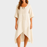 Marta - Asümmeetriline kleit puuvillast ja linast