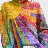 Kõrge kaelusega soe kampsun erksate mustritega