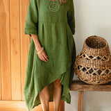 Marta - Asümmeetriline kleit puuvillast ja linast