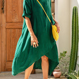 Marta - Asümmeetriline kleit puuvillast ja linast