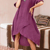 Marta - Asümmeetriline kleit puuvillast ja linast