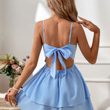 Alice - Seljatu mini kleit rihmade ja kihilise seeliku ning lipsudega