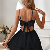 Alice - Seljatu mini kleit rihmade ja kihilise seeliku ning lipsudega