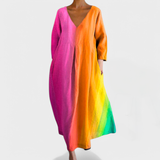 Ana - V-kaelusega värviline kleit